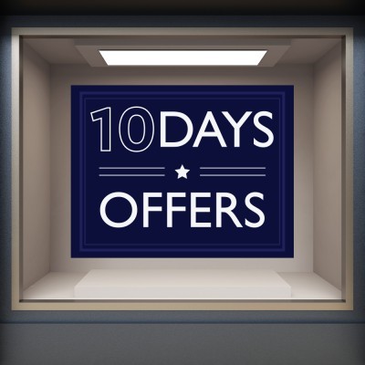 10 Days Offers, Εκπτωτικά, Αυτοκόλλητα βιτρίνας, 100 x 77 εκ. (51568)